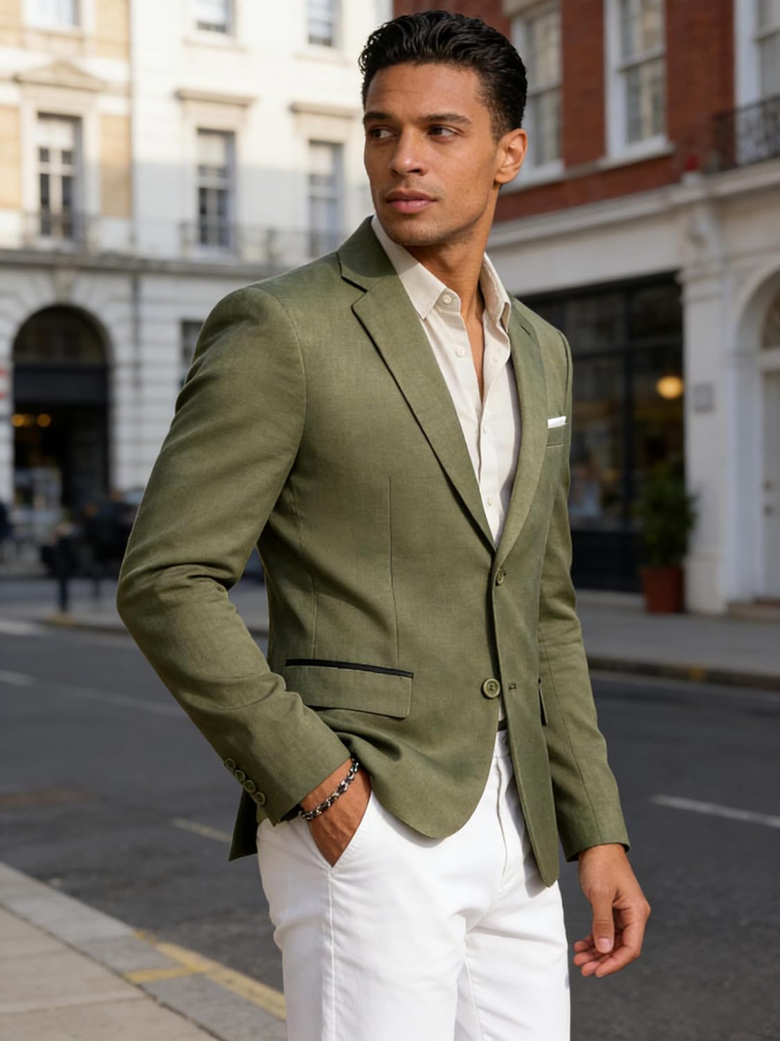 Barry.Wang Mens Casual Blazer Suit Jacket Two Buttons Sport Coat Lightweight Homecoming Business Daily Wedding Dress - Image 3