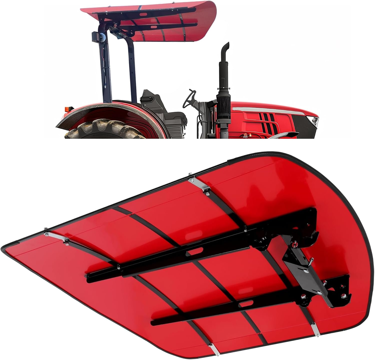 HECASA Red Canopy Compatible With All ROPS 48-3/8" X 48-3/8" Equipped Tractors and Mowers With 2" x 2" or 2" x 3" ROPS (Adds About 4" to Tractor Height)