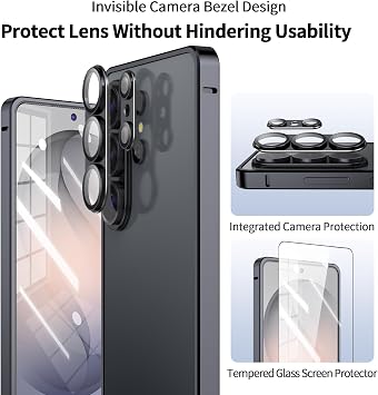 Metal Bumper Case for Samsung Galaxy S26 Ultra, Aluminium Frame Slim Case [Separate Metal Lens Protector] [HD Tempered Glass Screen Protector] [Hippocampus Buckle Design] Cover for S26 Ultra 6.9 Inch