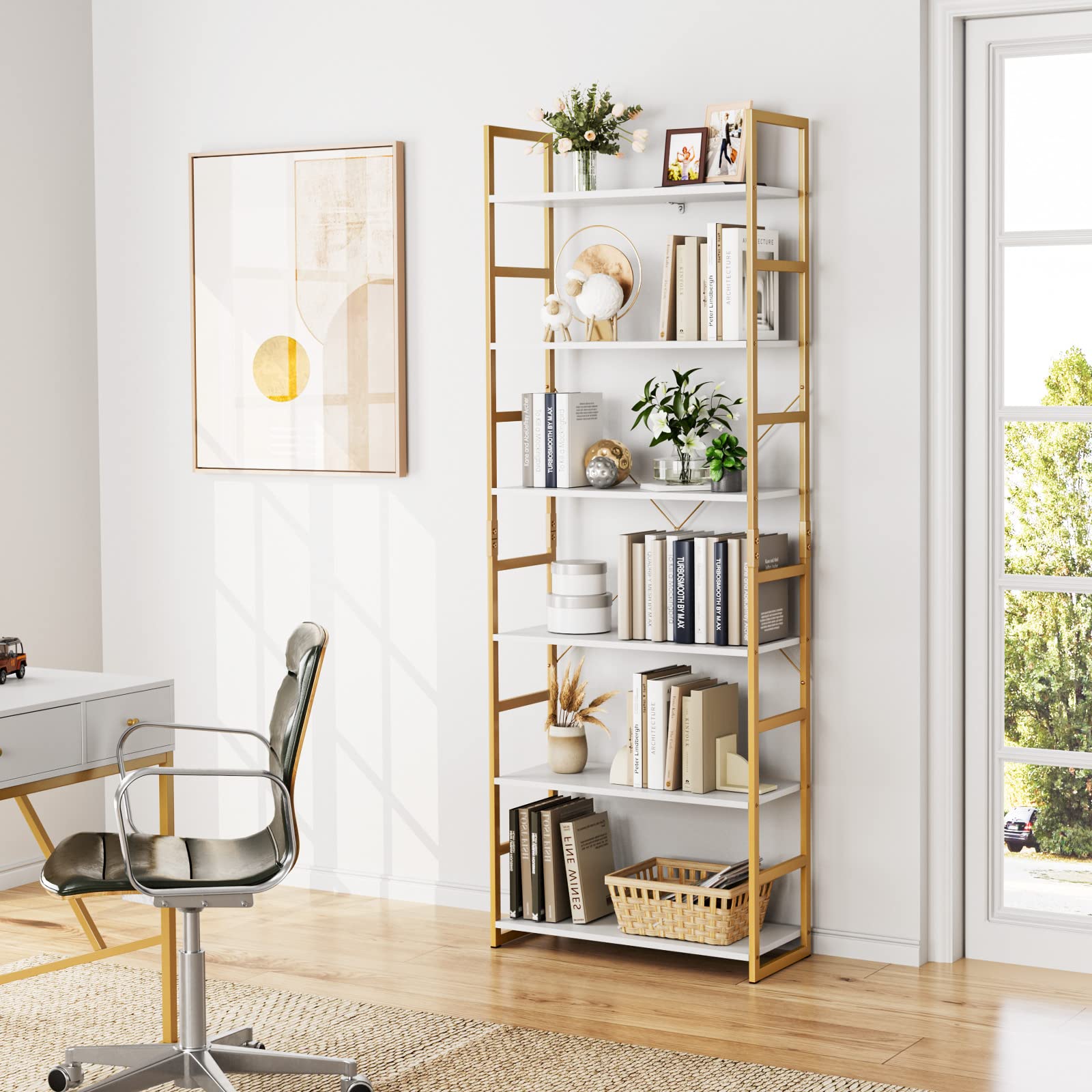 Amazon.com: FINETONES 6-Tier Bookcase, Free Standing Display