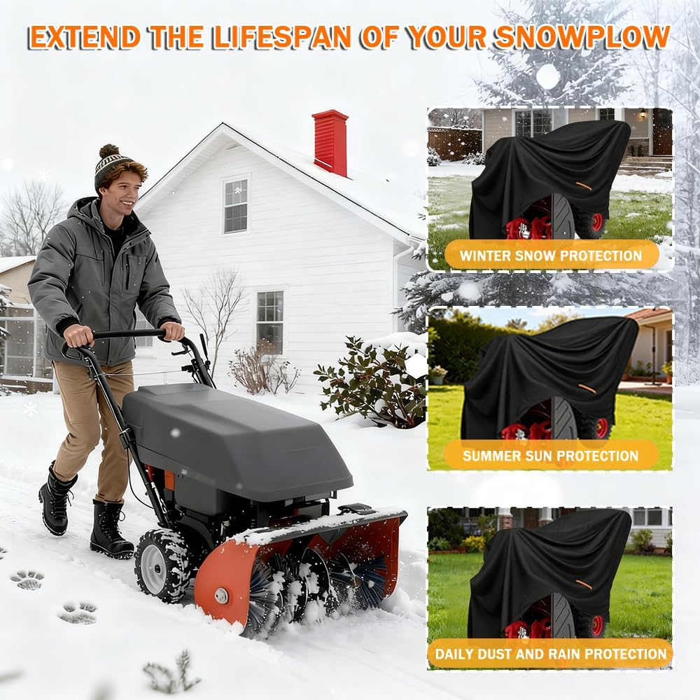 Snow Blower Cover for Craftsman SB410 24 in CMXGBAM1054533 2019-2026, Waterproof 210D Oxford Outdoor Snow Thrower Cover with Drawstring, All Weather Heavy Duty Snowblower Covers