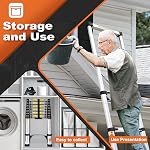 Échelle télescopique, SocTone 10.5 FT Aluminium Échelle d'extension légère avec 2 Stabilisateurs triangle, poids lourd 330lbs Max Capacité, échelle collapsible polyvalente pour le travail ménager ou extérieur