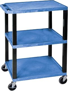 LUXOR WT34BUS Tuffy Utility Cart - Three Shelves, 4" Silent-Roll, Full-Swivel Heavy-Duty Casters, Multipurpose Storage for Video Projector, TV, Laptop, Printer Stand, NSF Certified