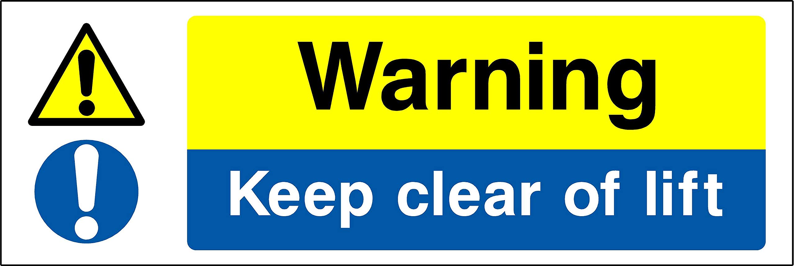 Warning keep clear of lift safety sign - 1.2mm Rigid plastic 150mm x 50mm