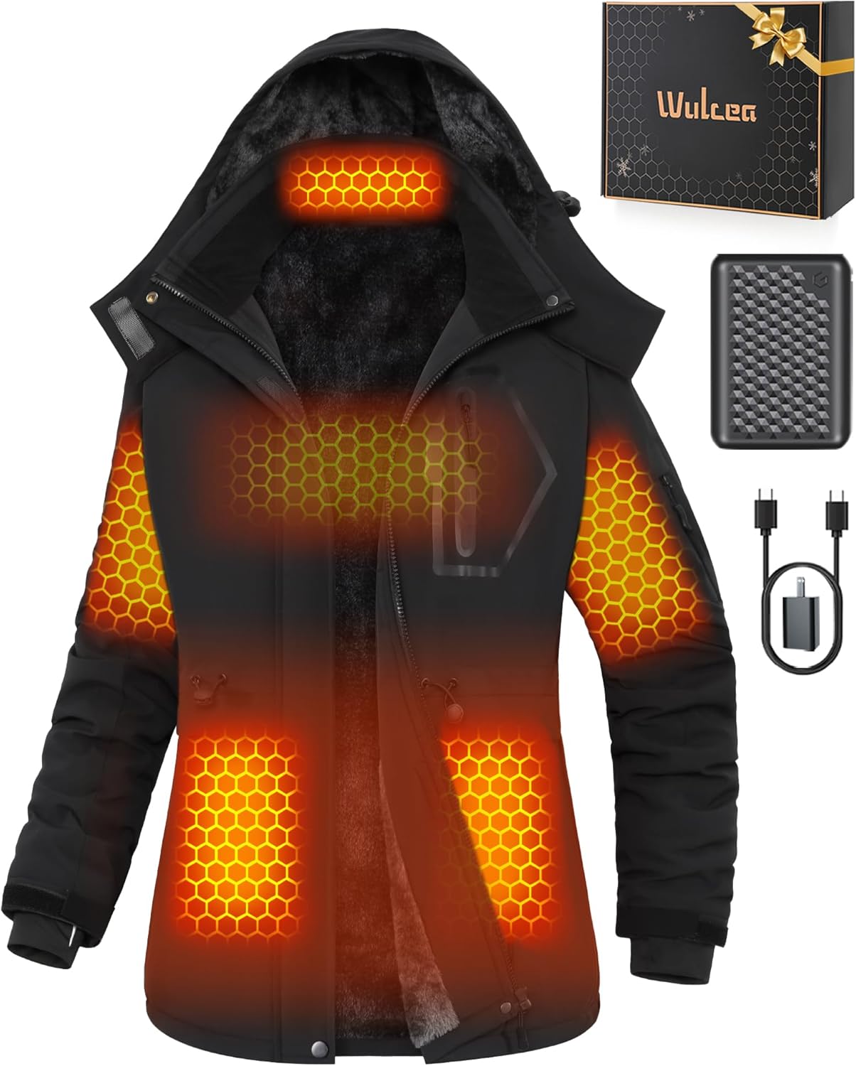Wulcea Graphene Heated Jacket For Women 12V 18400mAh Fast Charge With Large Capacity