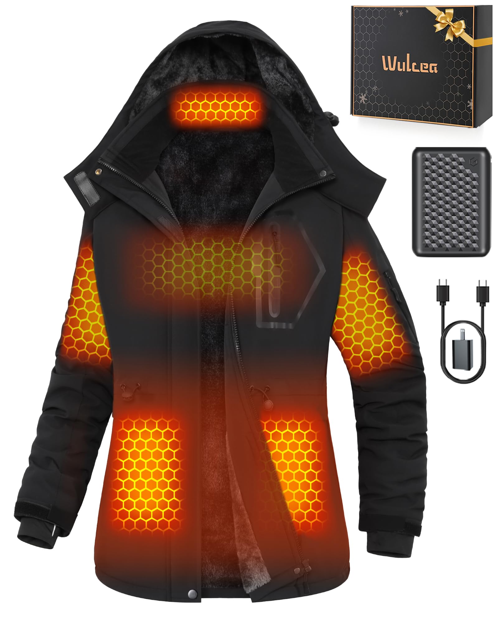 Wulcea Graphene Heated Jacket For Women 12V 18400mAh Fast Charge With Large Capacity