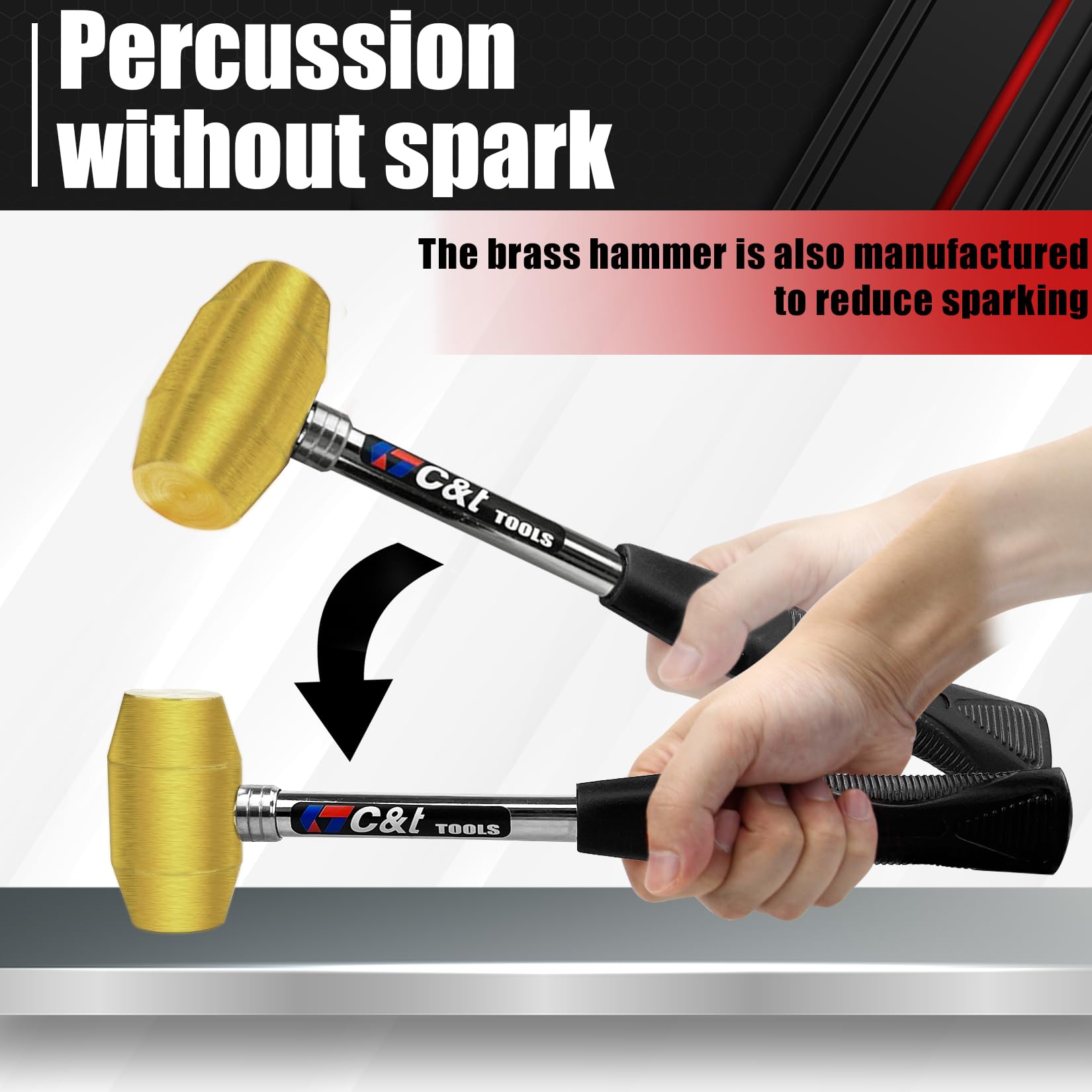 Dead Blow Hammer Set C&T 3-Piece Brass Hammer Set Non-Sparking