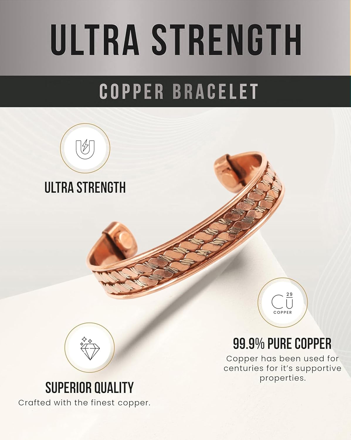 Touchstone copper bracelets | gift for men women |adjustable 100% pure solid real magnetic jewelry | handmade bracelet set combo | rope braided tibetan bangles. - Image 3