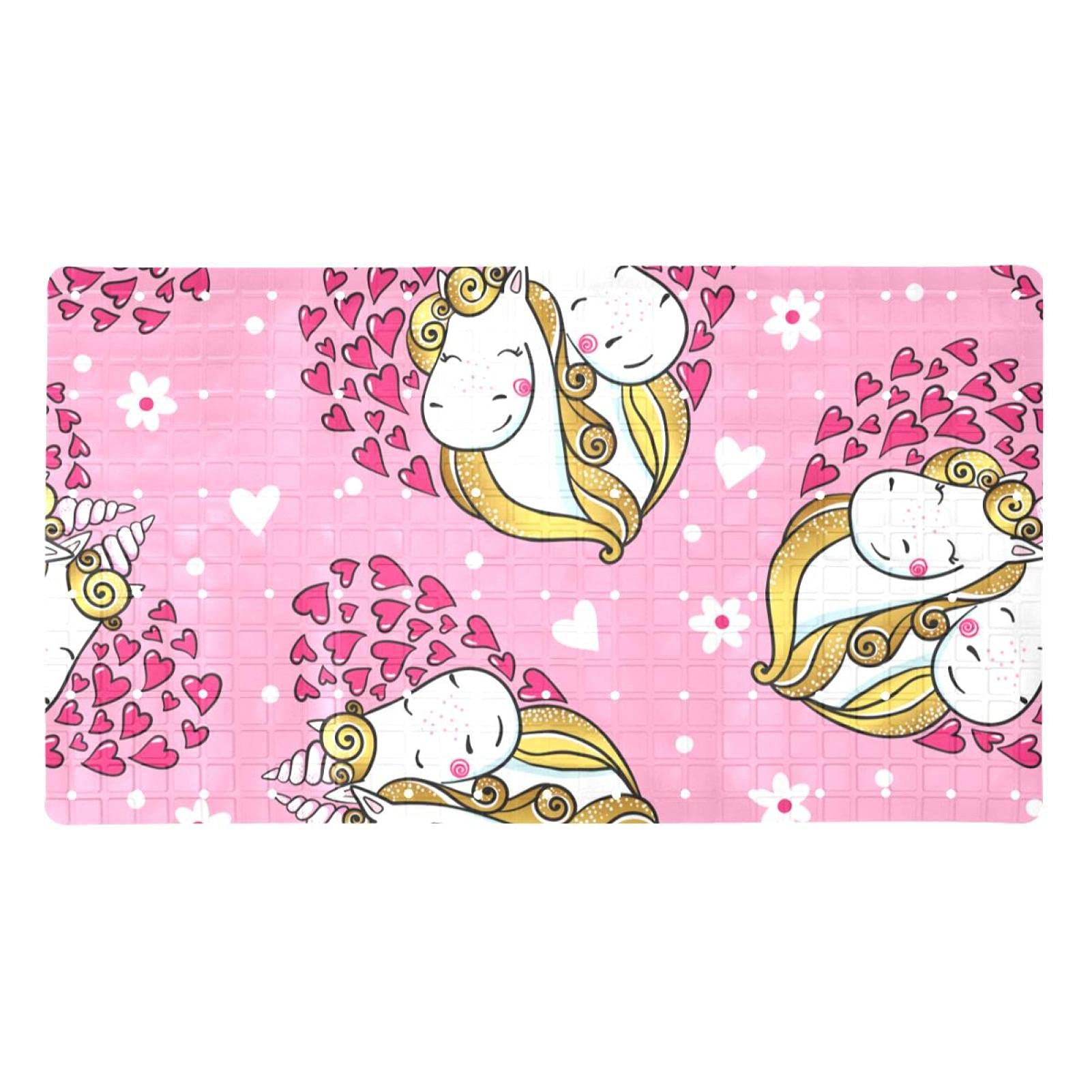 Tapis de baignoire antidérapant licorne rose pour enfant et senior lavable