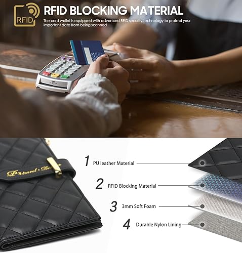 Miniatura 3 de Cartera de viaje de piel RFID para mujer, soporte delgado para pasaporte de viaje con soporte para tarjeta de crédito, organizador de pasaporte