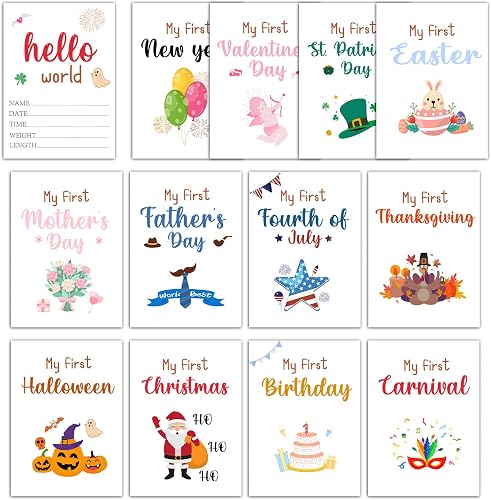My First Holiday Milestone Signs Baby Announcement Photo Props,13 PCS My First Y