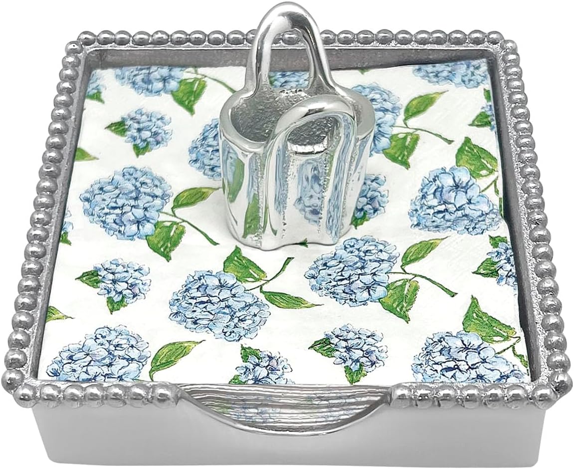 MARIPOSA TOTE BAG BEADED NAPKIN BOX | SILVER | BRILLANTE | GIFTS | NAPKIN BOX & WEIGHT SET | RECYCLED SANDCAST ALUMINUM | HANDMADE IN MEXICO