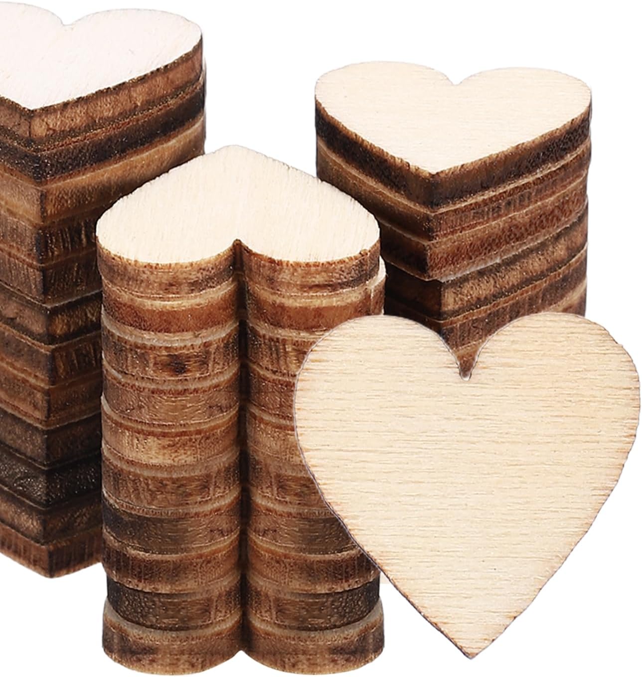 PATIKIL 80mm Wooden Hearts, 100 Pack Unfinished Wood Hearts Blank Wooden Cutouts Ornaments Natural Wood Pieces for Christmas Party Craft Projects