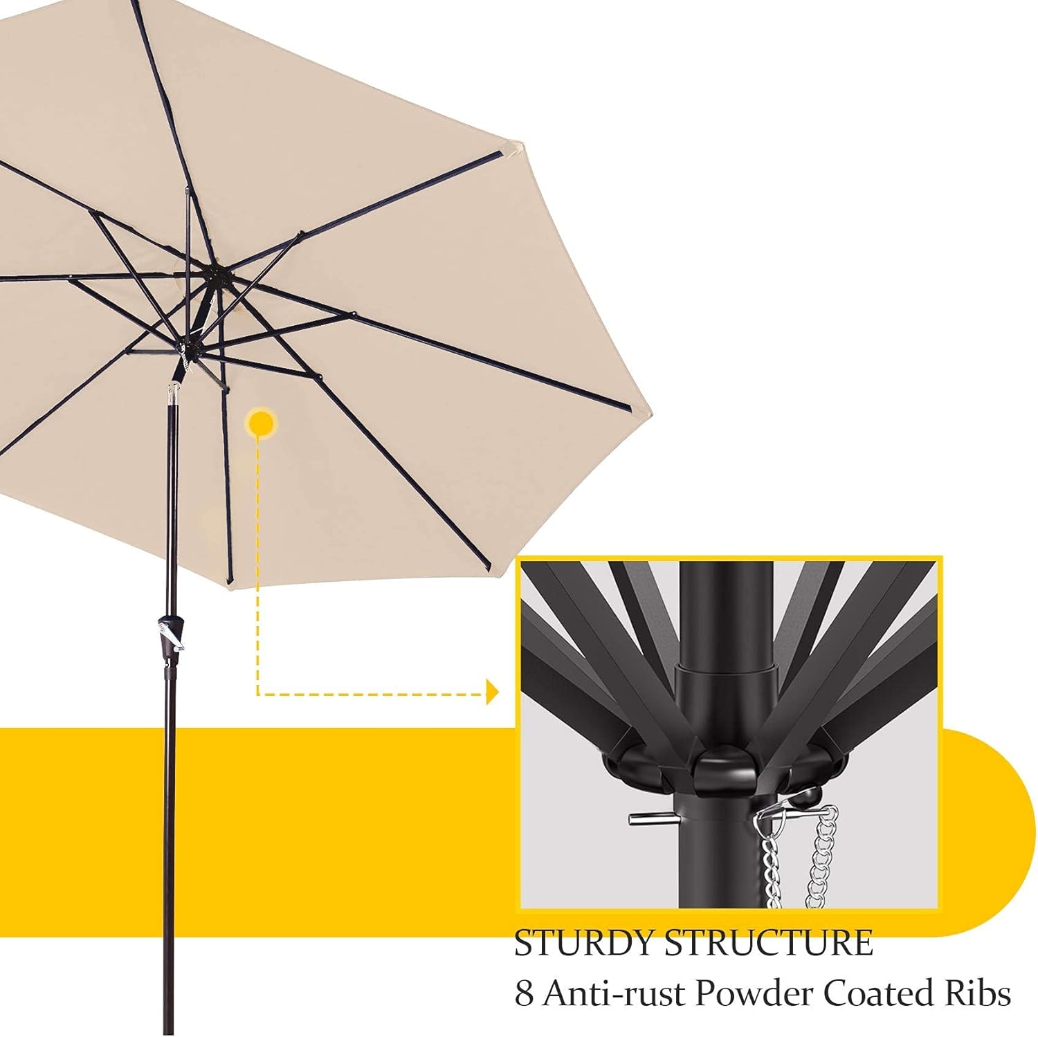 Patio Umbrella 11ft Outdoor Umbrellas,Large Umbrella Outdoor Patio Table Umbrellas,Outdoor Patio Shades Pool Market Umbrella with 8 Sturdy Ribs & Push Button Tilt (11ft,Beige)