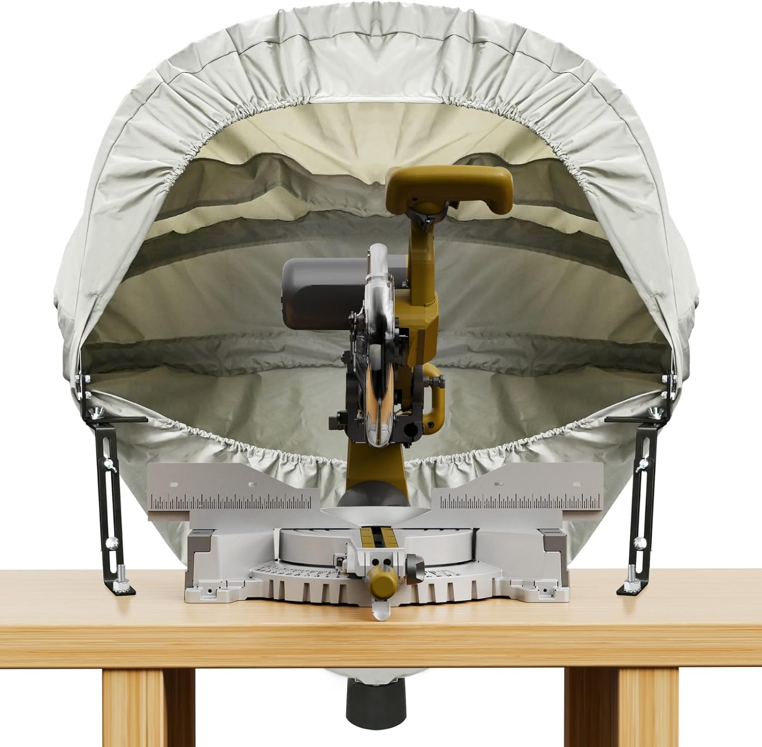 Miter Saw Collection Hood, Heavy-Duty Oxford Fabric Dust Solution for Table Miter Saw, Foldable Dust Collector for Woodworking with Accessories and Storage Bag, Fits All Miter Saws, Silver