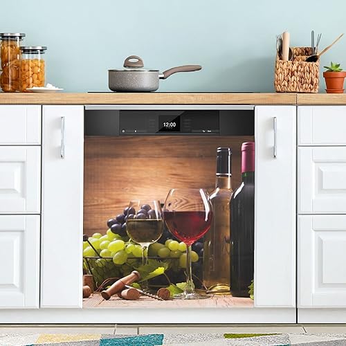 xigua Cubierta magnética decorativa del imán del lavavajillas del tema del vino, cubierta de la puerta delantera del lavavajillas, decoración del