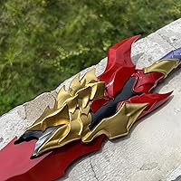 Vista 6 de Espada de cosplay de Kamish de Kamish de 24 pulgadas, espada de acero dorado con soporte de exhibición, accesorio de cosplay, para colección