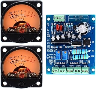 Dual Analog for VU Meter Set with Driver Board - Backlit Decibel Tester, 500μA Level Meters, Adjustable Sensitivity, AC 12V 500mA Input for Audio Systems