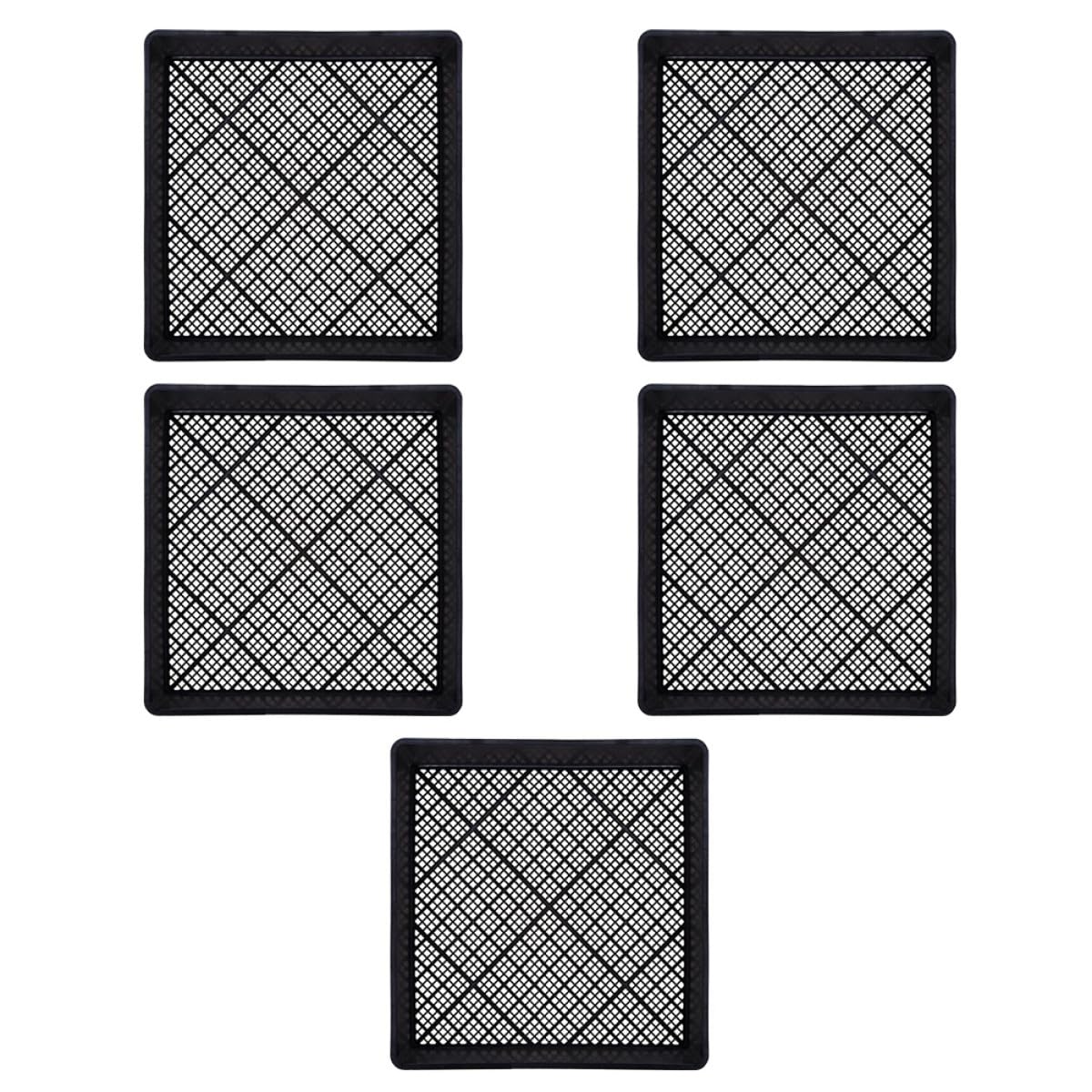 Mipcase Bandeja Cuadrada para Germinación 42X42X5.5 CM Set 5 Piezas Negras, Resistente y Reutilizable para Vivero, Cultivo de Suculentas y Siembra Segura en Casa