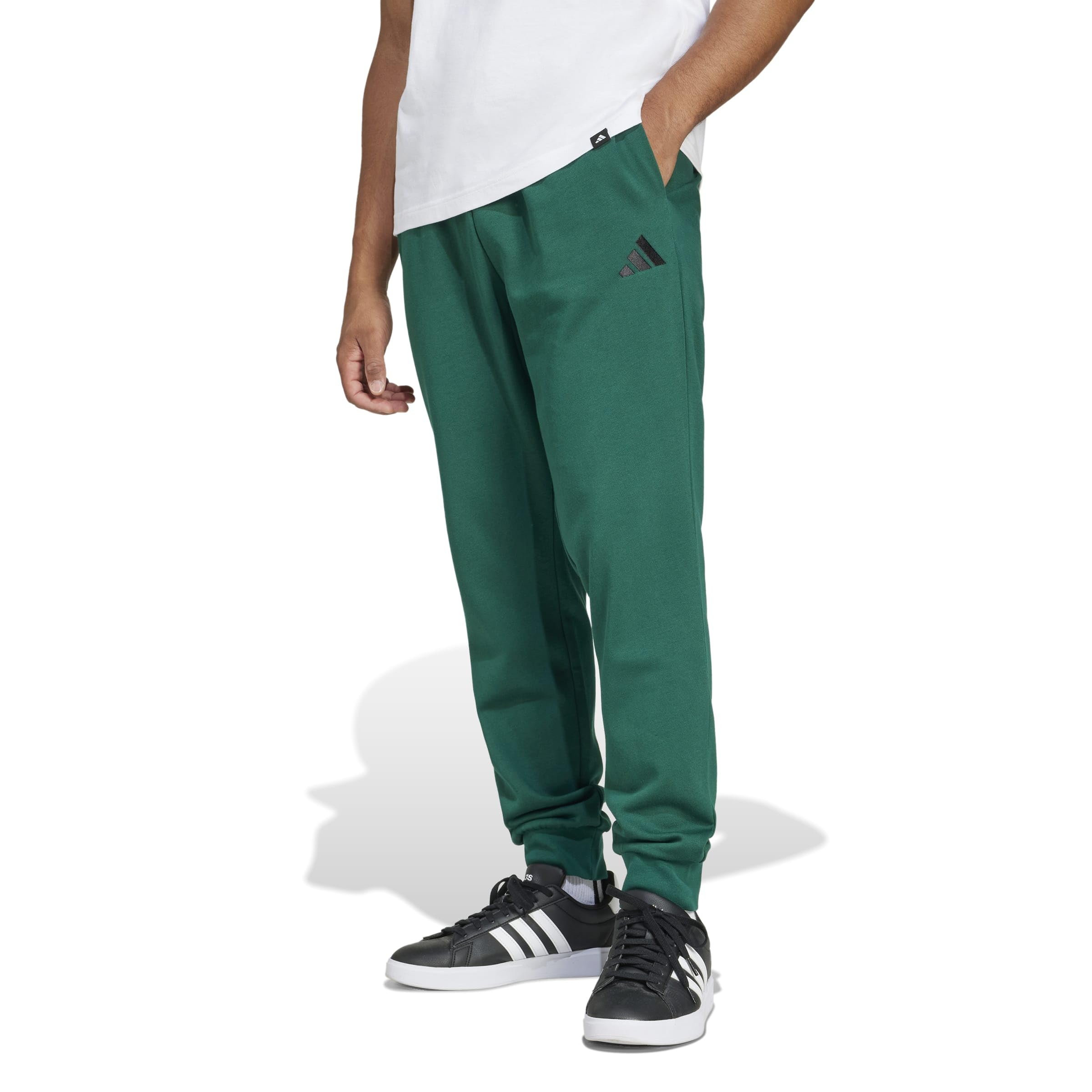 adidas Men's Essentials Feelcozy Fleece Pants, Collegiate Green/Black, M