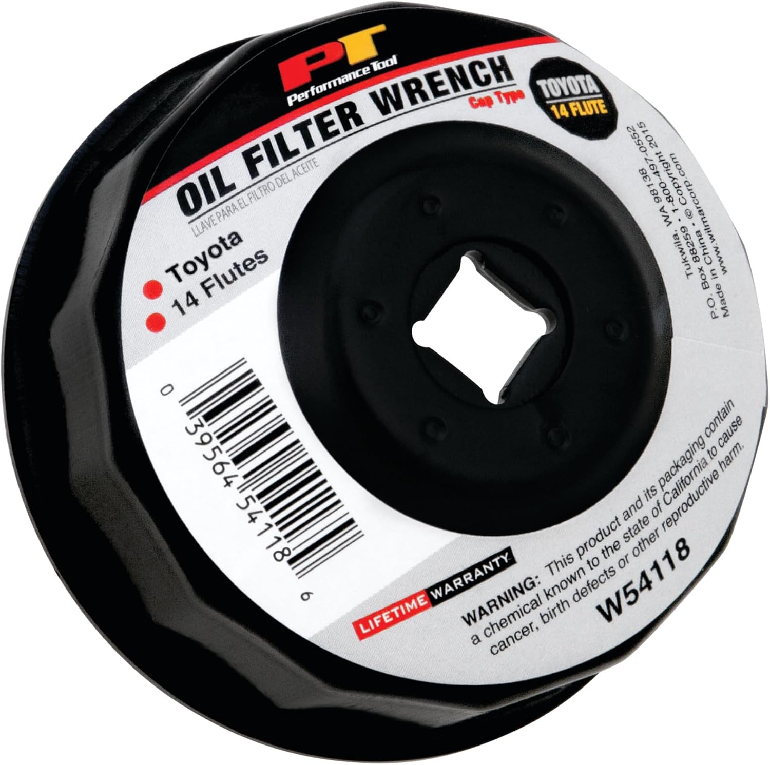 Performance Tool W54118 Oil Filter Cap Wrench for Toyota Models (14 Flutes) - Fits Corolla, Camry, Highlander, Tundra, and More