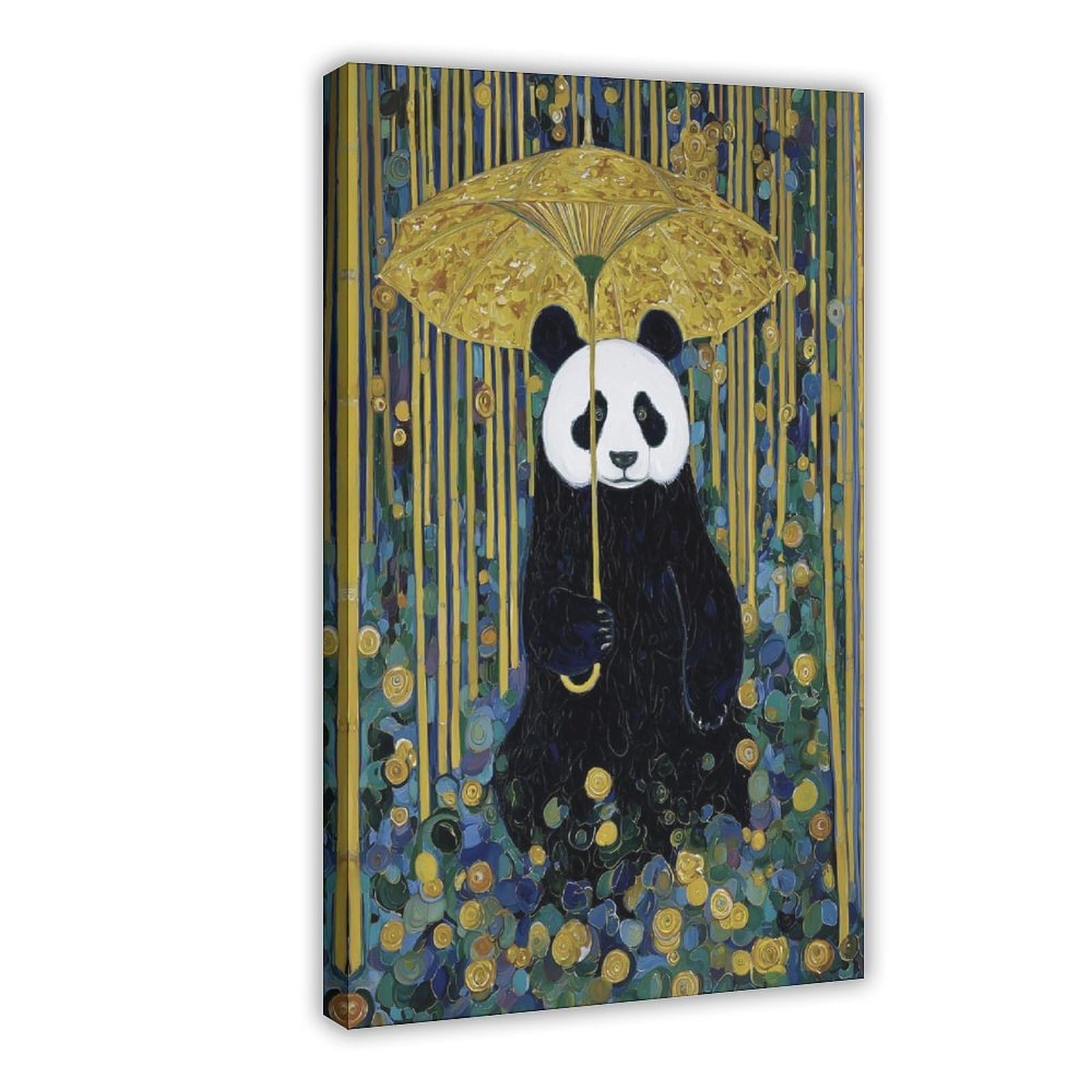 MRYCQ Panda with Yellow Umbrella Poster Canvas Poster for Home Decor Gift