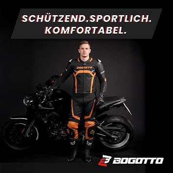 bogotto misano 2-piece motorcycle leather suit black/white/neon yellow 50