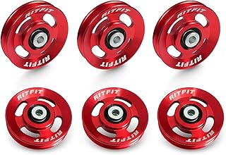 RitFit Aluminum Pulley Wheel for Gym Equipment, 6PCS Set Power Rack Pulley Attachment, 90mm Aluminum Alloy Bearing Gym Pulley Wheel for Home Gym