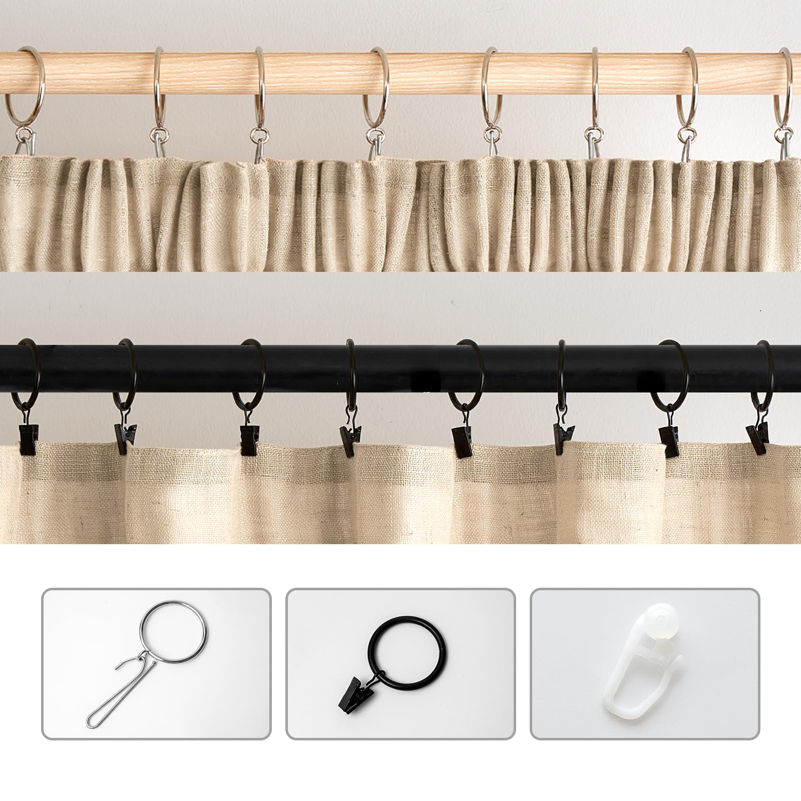 Woaboy Cortinas Lino Cortas con Cinta Fruncidora Visillos Dormitorio Ventana Translúcido Cortinas Modernas para Salón Habitación 2 Piezas 140x145cm Beige