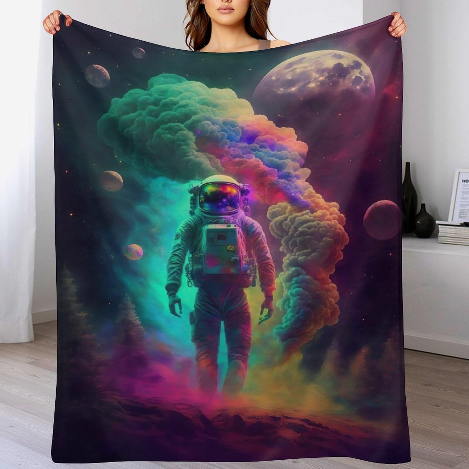 Manta de franela de astronauta para noches de películas en el sofá
