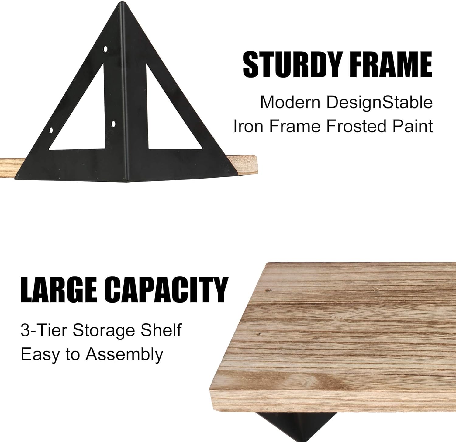 Wall Mounted Floating Shelf Set of 3 Solid Wood 3-Tire Wall Storage Shelf DIY Design Home Decoration for Bathroom Living Room Office Kitchen