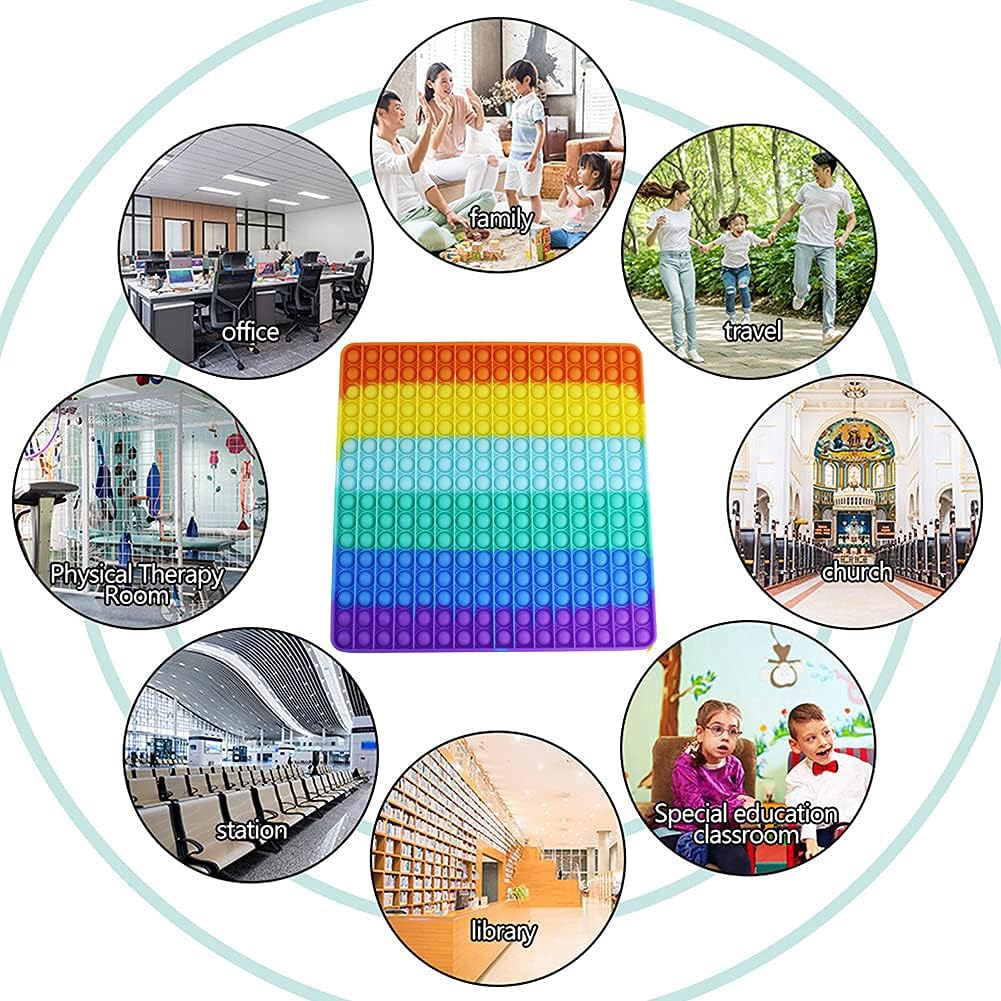 Everyday Low Prices Vovomay Big Push Pop Bubble Fidget Sensory Toy Rainbow Oversize Autism Popping Sensory Toy Anxiety Stress Relieves Tools For Adult Teens Outsize Square 256 Bubbles With Cheap Price To
