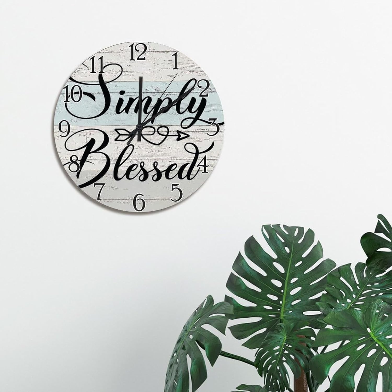 Simply Blessed Clock Christian Jesus Quote Large Wall Clocks Battery Operated 15 Inch Silent Non-Ticking Bible Verse Home Decor Wall Decor for Living Room Kitchen Bedroom Bathroom