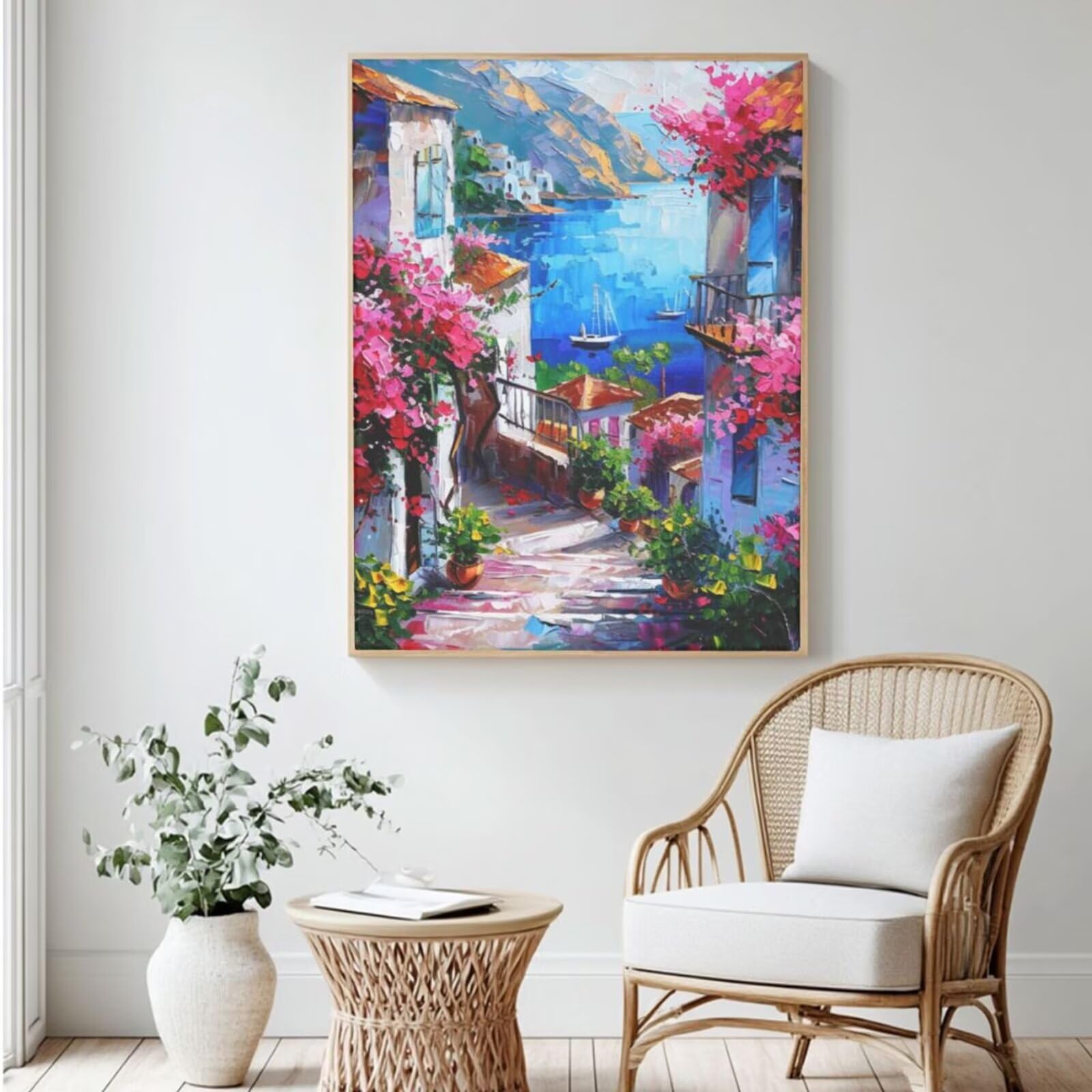Malen Nach Zahlen Landschaft, DIY Ölgemälde Malen Nach Zahlen Erwachsene Fluss, Painting by Numbers Adult/Anfänger mit 6 Pinseln und Acrylfarben, für Haus Wand Deko - (75x100 cm, Ohne Rahmen) MK120