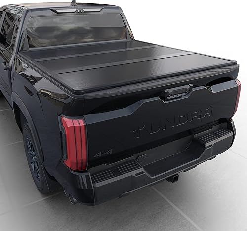 Cubierta Tonneau Rígida Tri-Fold para Caja de Camioneta Compatible con Toyota Tundra 2022-2026 Cama de 5.6 pies con Sistema de Rieles OE (66.7