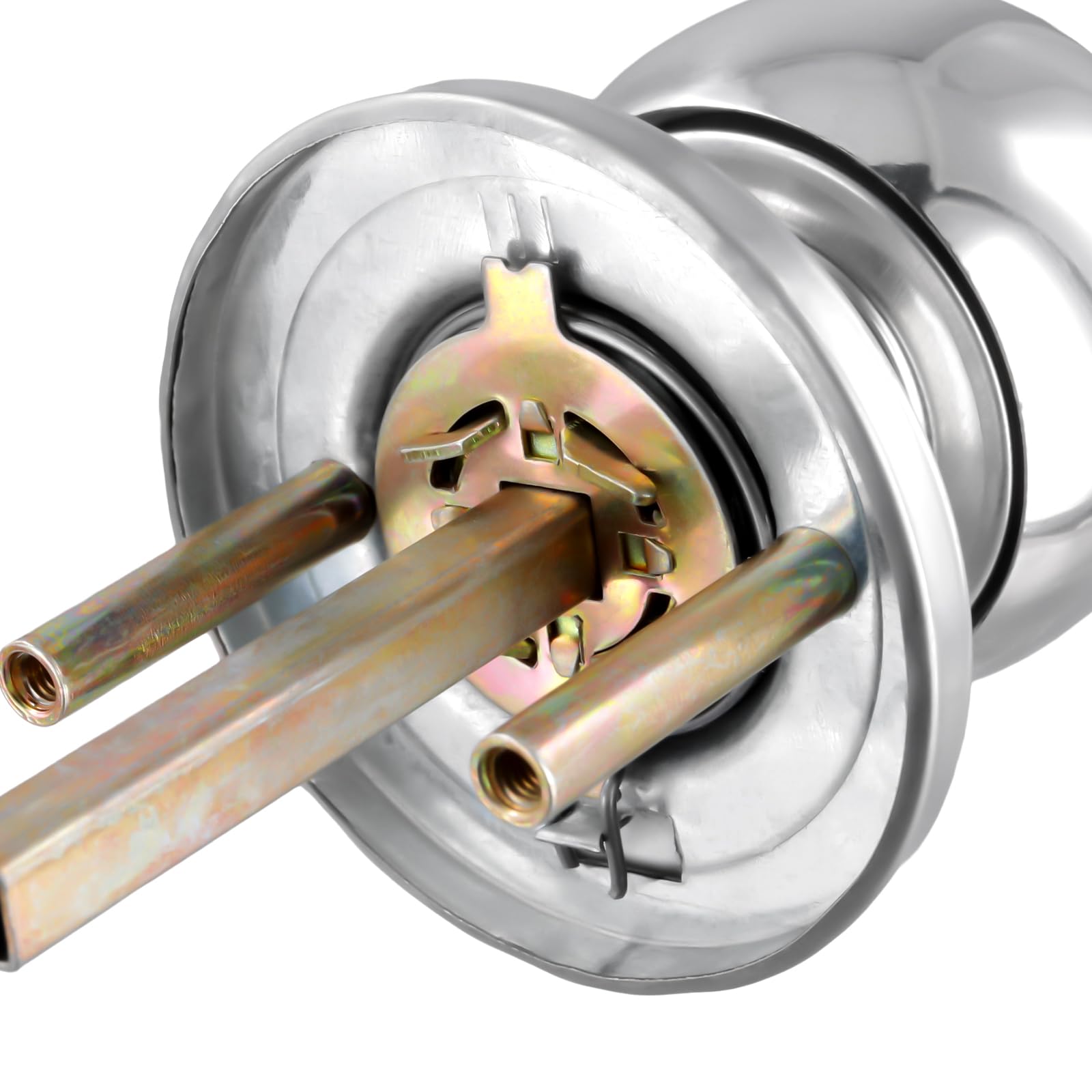 Paquete de 4 manijas redondas de 65 mm, kit de cerradura interna de acero inoxidable con cerradura con 3 llaves para puertas de 25 a 45 mm de grosor, para dormitorio, baño