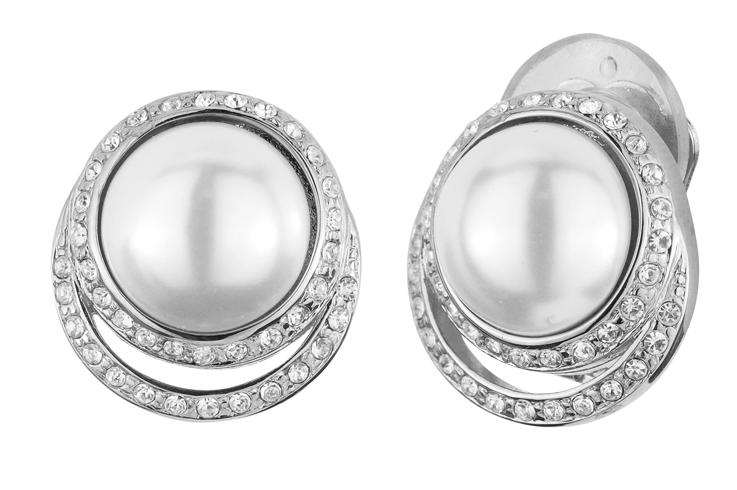 Traveller Orecchini clip – perla bianca – cristalli, Perla