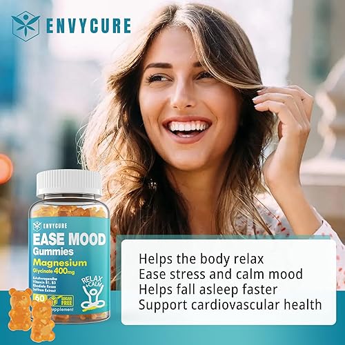 Miniatura 9 de Gomitas de glicinato de magnesio sin azúcar de 400 mg con Ashwagandha, B1, B3, Rhodiola Rosea y azafrán para apoyar el descanso, el estado de ánimo