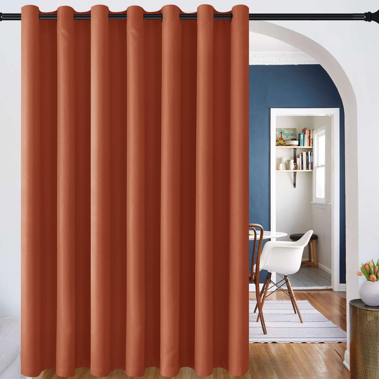 DWCN Blackout Curtain Panel for Bedroom - Thermal Insulated Energy Saving Grommet Blackout Drapery for Patio Door, Room Divider Big Long Curtain (Caramel, 120 inches by 96 inch, 1 PC) — image 1