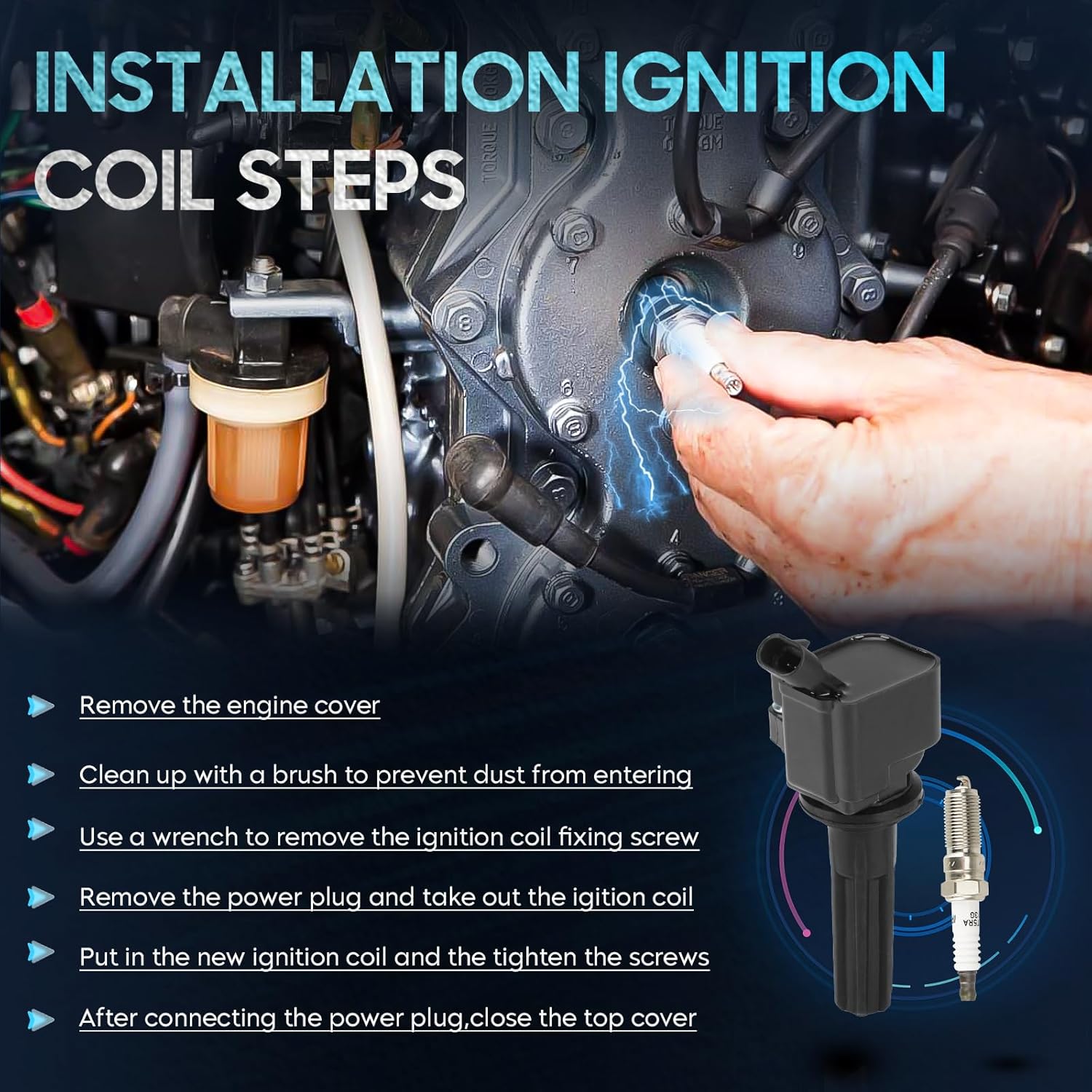 5PCS Ignition Coil Pack with 5PCS Iridium Spark Plug Compatible with Saab 9-7X Isuzu Ascender GMC Canyon Envoy XL Chevrolet Colorado Trailblazer EXT Hummer Buick Rainier, Replace for UF497