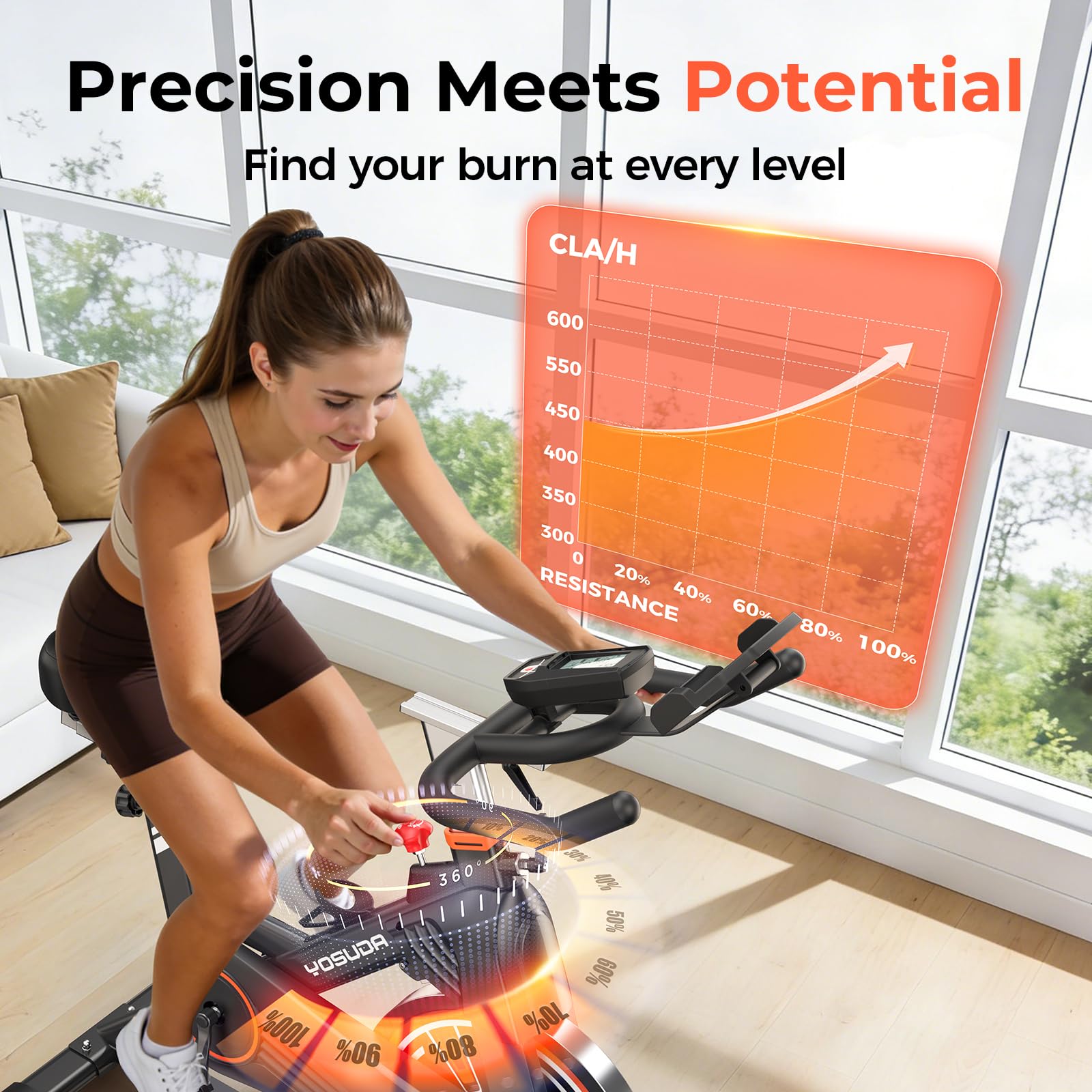 YOSUDA Heimtrainer, 2026 Neues Spin Bike mit Einstellbarem Magnetwiderstand, Leise Indoor Cycling Bike für den Heimgebrauch, LCD & App, Tablethalter, 80% vormontiert, Stationäres Fahrrad