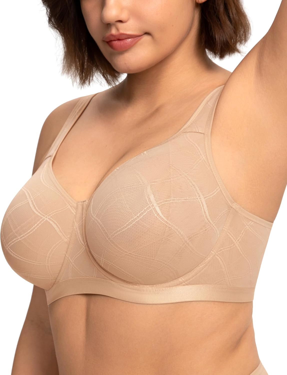 HSIA Minimizer Bras for Women Full Coverage Underwire Plus Size Unlined Mesh Jacquard Bra with Wide Straps - Image 2