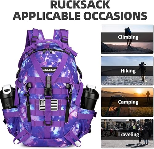 Miniatura 4 de Mochila táctica de 25L para senderismo, mochila militar al aire libre, bolsa Molle, mochila EDC mochila de motocicleta para acampar, Negro -,