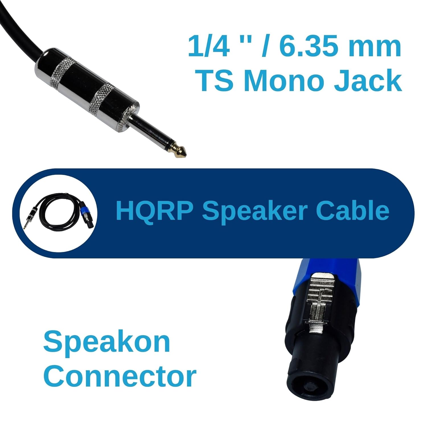 HQRP 6ft Speakon to 1/4-inch (6.35mm) TS Cable Compatible with Hartke AK115 AK410 Bass Guitar Amplifier, Hartke HyDrive HX112 HX115 HX410 HX810 Bass Amplifier Cabinet - Image 3