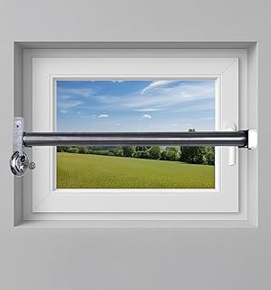 Fenstersicherung 1-fach – Einbruchschutz Teleskopstange mit Schloss | Edelstahl oder Weiß | Länge 600–3200 mm | Sicherungsstange für Fenster & Türen (1000-1800mm)