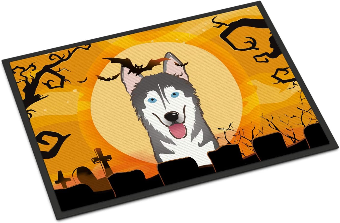 Caroline's Treasures BB1776MAT Halloween Alaskan Malamute Doormat 18x27 Front Door Mat Indoor Outdoor Rugs for Entryway, Non Slip Washable Low Pile, 18H X 27W