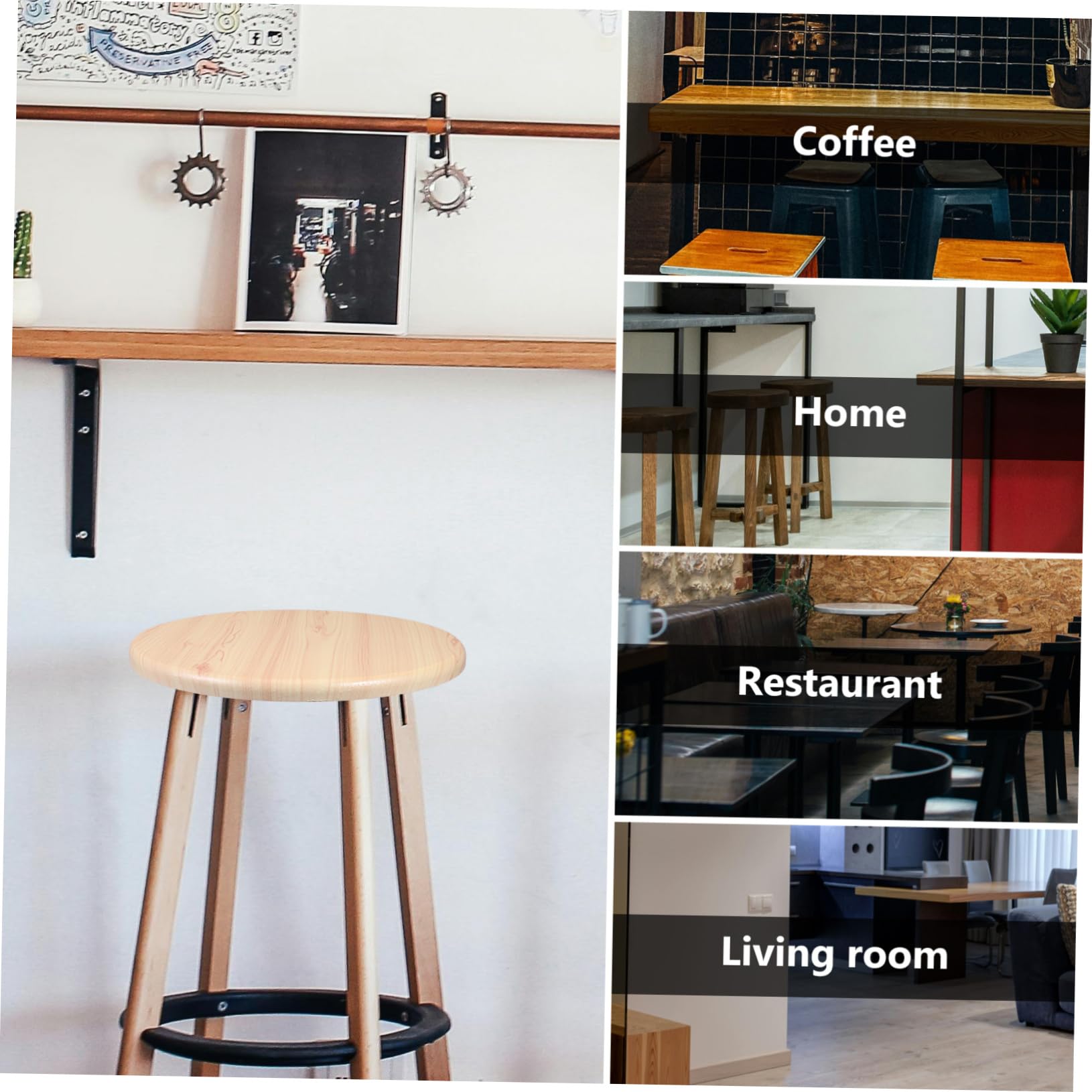 Levemolo Bar Stool Wooden Seat Cover Round Stool Replacement Part Sturdy Stylish