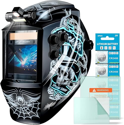 TRQWH Welding Helmet Auto Darkening Large Viewing True Color Solar Powered Welding Mask with 4 Arc Sensor Adjustable Wide Shade Range 45-89-13