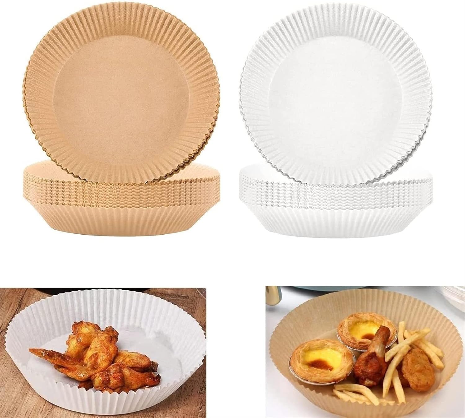 Air Fryer Disposable Paper Liner Non-stick Parchment Paper 6.3inch,Air Fryer Paper Liners Air Frying, Baking, Roasting Microwave (Color : White, Size : 50pcs)
