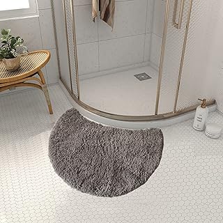 Quadrant Curved Bath Mat, Semi Circular Shower Mat,Microfibre Corner Sho...